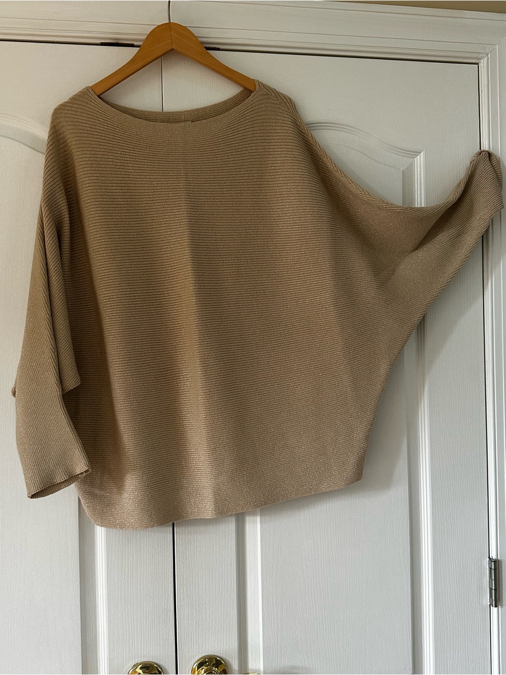 Philosophy Beige Ribbed Boatneck Oversized Sweater